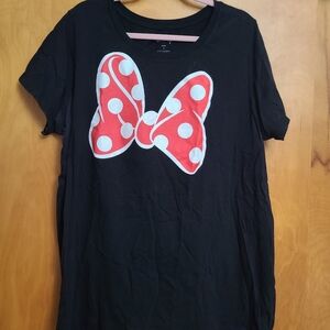 NWOT Disney Black Tee with Red and White Bow